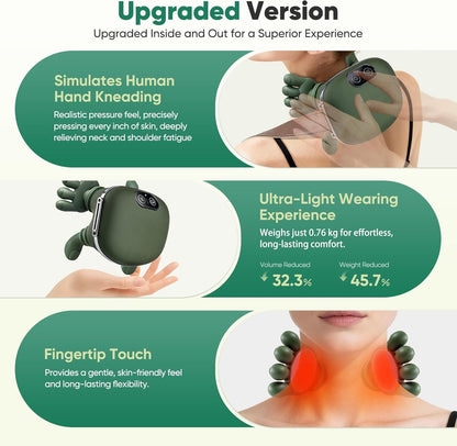 Neck & Shoulder 4D Kneading Massage, Simulated Human Hand Design for Pain Relief and Muscle Relax
