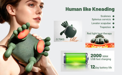 Neck & Shoulder 4D Kneading Massage, Simulated Human Hand Design for Pain Relief and Muscle Relax
