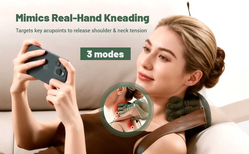 Neck & Shoulder 4D Kneading Massage, Simulated Human Hand Design for Pain Relief and Muscle Relax