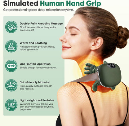 Neck & Shoulder 4D Kneading Massage, Simulated Human Hand Design for Pain Relief and Muscle Relax